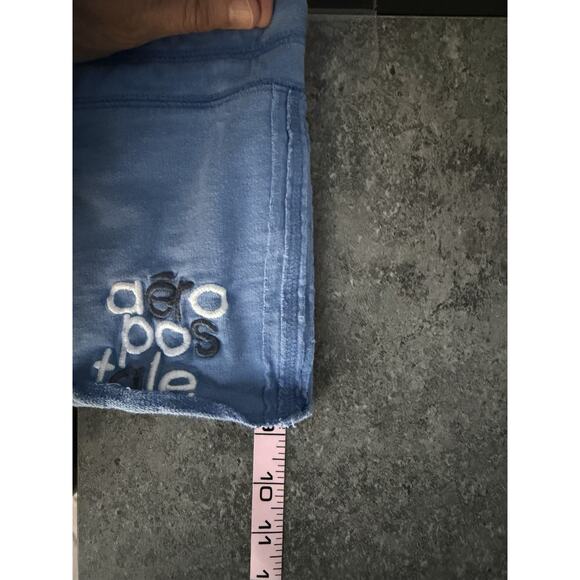 Aeropostale Y2K Micro Mini Booty Shorts Womens M Blue Shortie Embroidered Logo - Picture 9 of 10